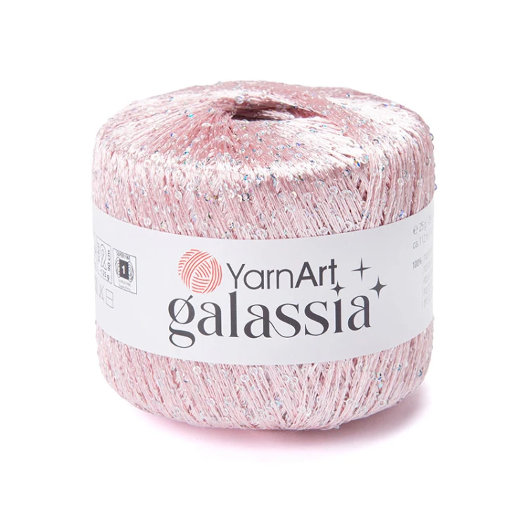 Włóczka / nić z cekinami YarnArt Galassia 5804 / pastelowy róż i srebro