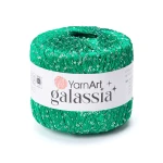 Włóczka / nić z cekinami YarnArt Galassia 5814 / papuzia zieleń i srebro