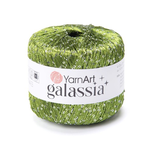 Włóczka / nić z cekinami YarnArt Galassia 5816 / oliwka i srebro