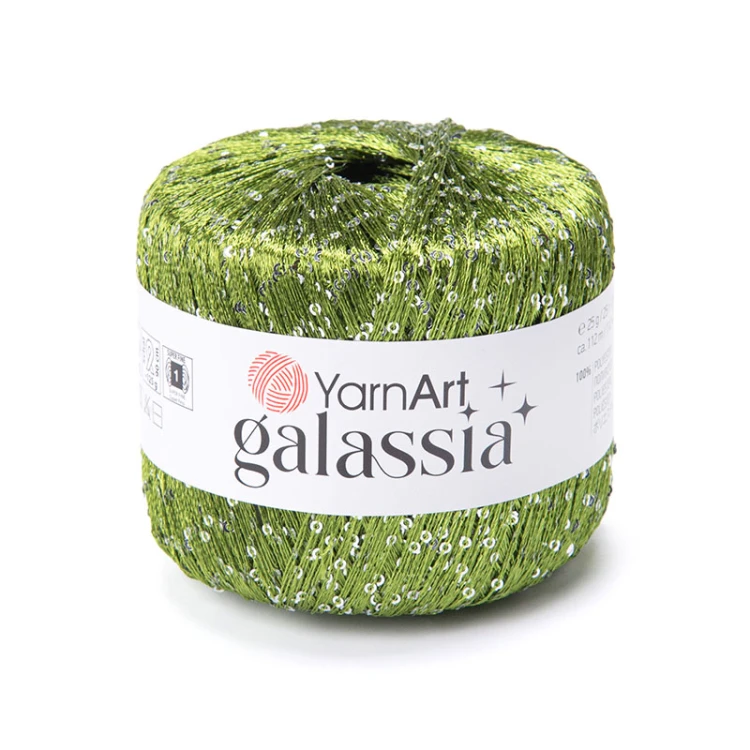 Włóczka / nić z cekinami YarnArt Galassia 5816 / oliwka i srebro