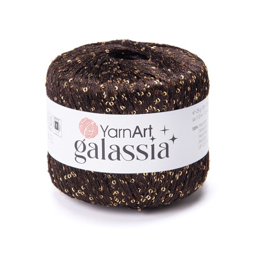 Włóczka / nić z cekinami YarnArt Galassia 5819 / ciemna czekolada i złoto
