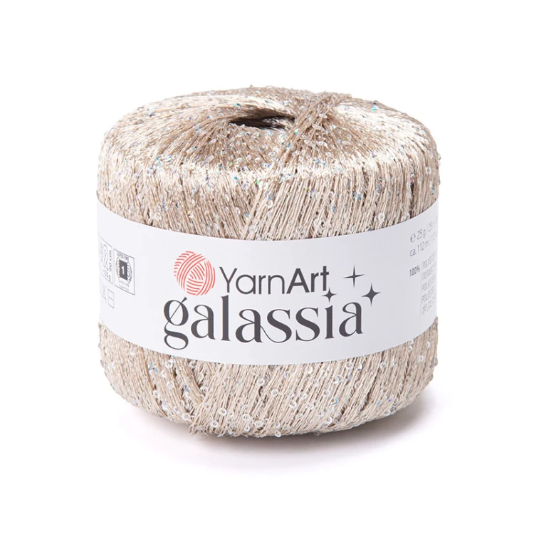 Włóczka / nić z cekinami YarnArt Galassia 5827 / piaskowy i srebro