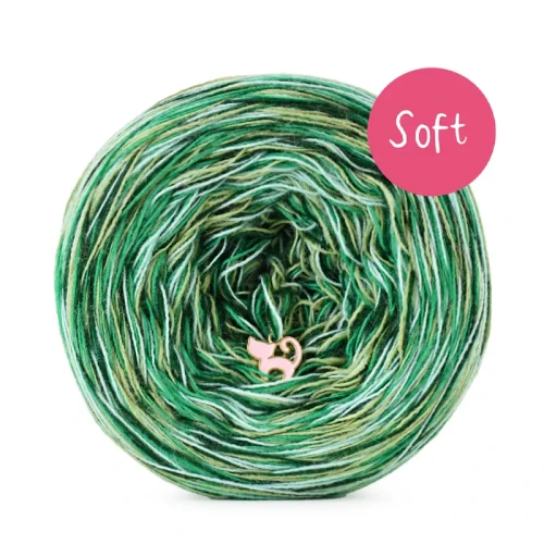 KOKONEK_Melanż Soft R211 - Matcha/butelkowa zieleń/mięta/absynt / 4 nitki / 375 m / 100 g - GOTOWY