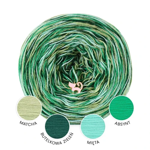 KOKONEK_Melanż Soft R211 - Matcha/butelkowa zieleń/mięta/absynt / 4 nitki / 375 m / 100 g - GOTOWY