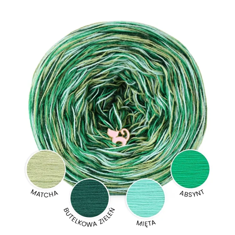 KOKONEK_Melanż Soft R211 - Matcha/butelkowa zieleń/mięta/absynt / 4 nitki / 375 m / 100 g - GOTOWY