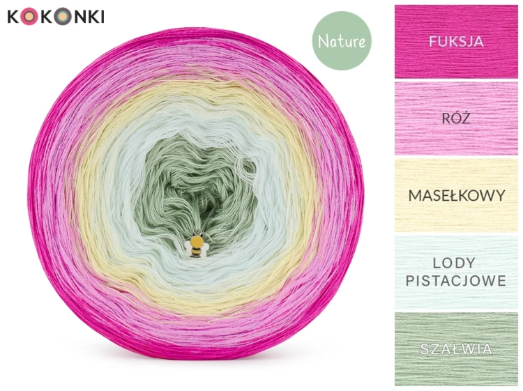 KOKONEK Nature NT120 Prymulka - Fuksja/róż/masełkowy/lody pistacjowe/szałwia