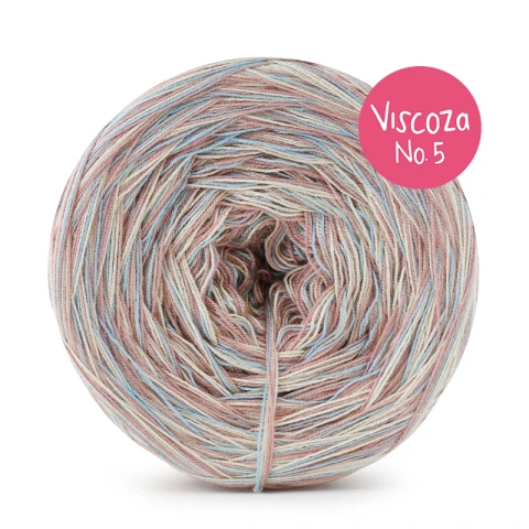 Włóczka KOKONKI Visco no. 5 Melange 07A - Baby blue/ciepły beż x 2/brudny róż x 2/ 5 nitek / 400 m / 125 g - GOTOWY