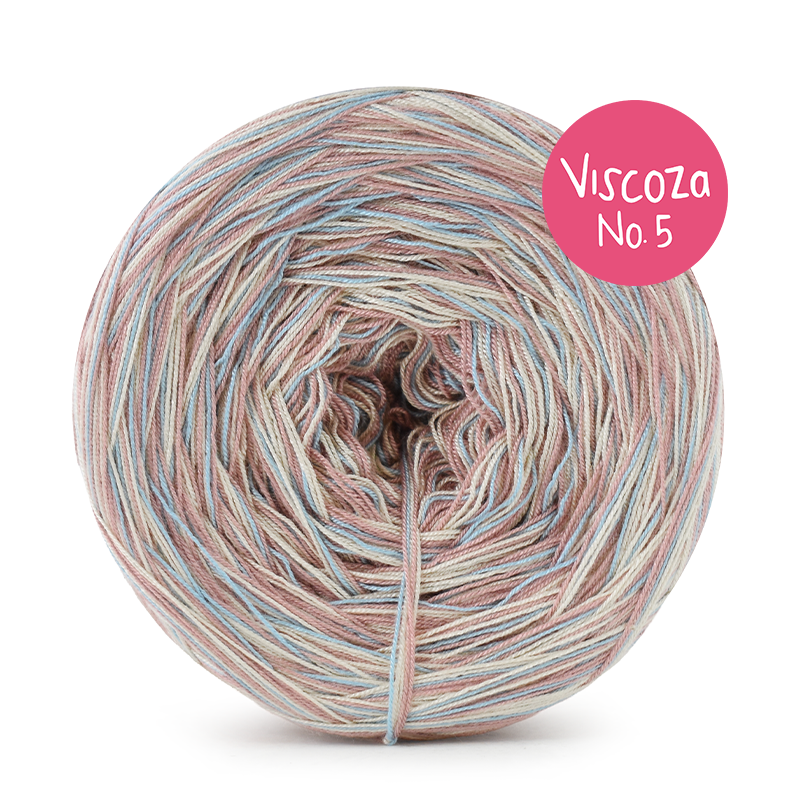 Włóczka KOKONKI Visco no. 5 Melange 07A - Baby blue/ciepły beż x 2/brudny róż x 2/ 5 nitek / 400 m / 125 g - GOTOWY