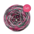 KOKONEK_Melanż Soft R115 - Butelkowa zieleń/absynt/róż/gorący róż / 4 nitki / 375 m / 100 g - GOTOWY