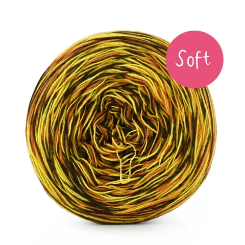 KOKONEK_Melanż Soft R114 - Cynamon/mleczyk/musztarda/czekolada / 4 nitki / 375 m / 100 g - GOTOWY