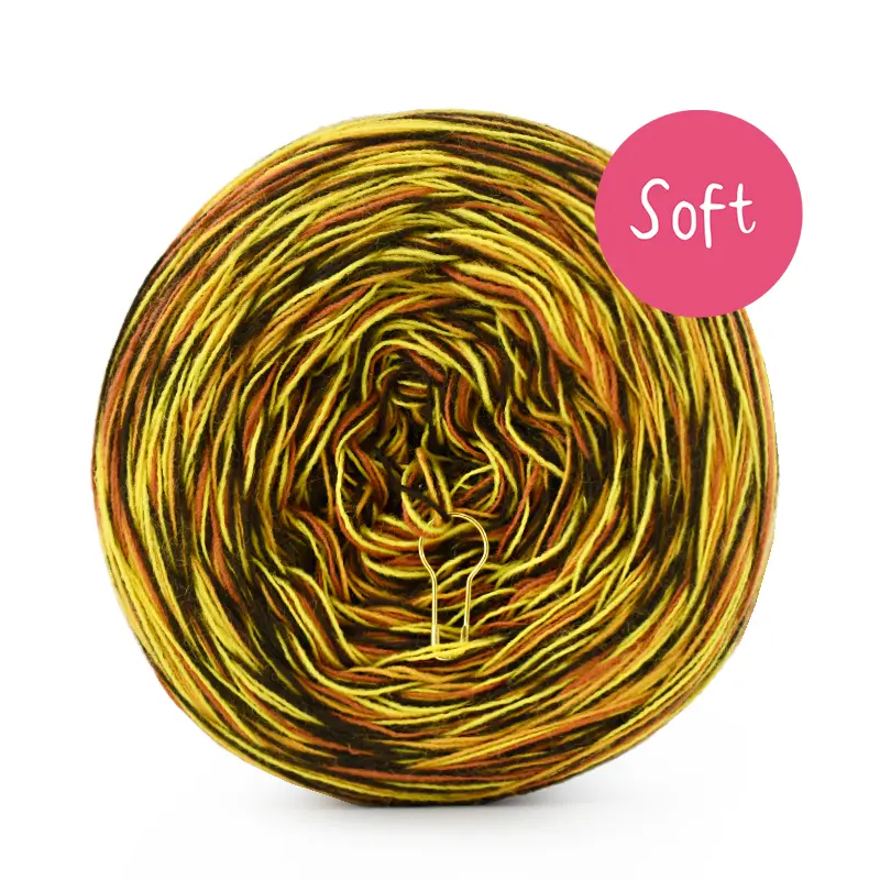 KOKONEK_Melanż Soft R114 - Cynamon/mleczyk/musztarda/czekolada / 4 nitki / 375 m / 100 g - GOTOWY