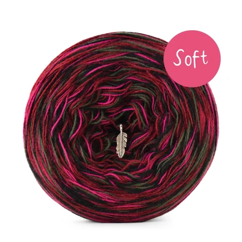 KOKONEK_Melanż Soft R111 - Czerń/piwonia/bordo/khaki / 4 nitki / 375 m / 100 g - GOTOWY