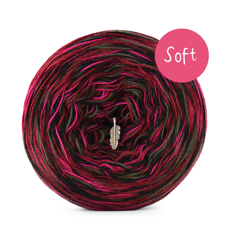 KOKONEK_Melanż Soft R111 - Czerń/piwonia/bordo/khaki / 4 nitki / 375 m / 100 g - GOTOWY