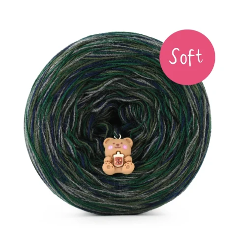KOKONEK_Melanż Soft R110 - Granat/butelkowa zieleń/grafit/khaki / 4 nitki / 375 m / 100 g - GOTOWY