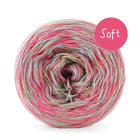 KOKONEK_Melanż Soft R105 - Arbuz/baby blue/beż/matcha / 4 nitki / 375 m / 100 g - GOTOWY