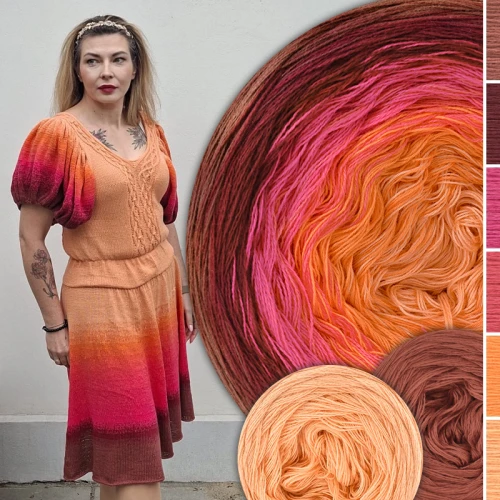 Zestaw na sukienkę Old Fairytale F02 / Glina/burgund/malina/koral/dynia/melon + dawca glina + dawca melon