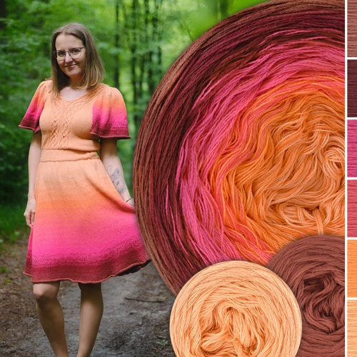 Zestaw na sukienkę Old Fairytale F02 / Glina/burgund/malina/koral/dynia/melon + dawca glina + dawca melon