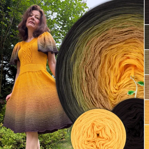 Zestaw na sukienkę Old Fairytale F04 / Kokonki Nature / Gorzka czekolada/khaki/ciemna oliwka/masło orzechowe/musztarda/kurkuma + dawca gorzka czekolada + dawca kurkuma