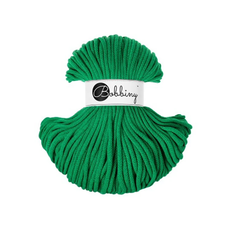 Sznurek pleciony bawełniany Bobbiny Premium / Jadeit / Jade Green / 5mm / 100m