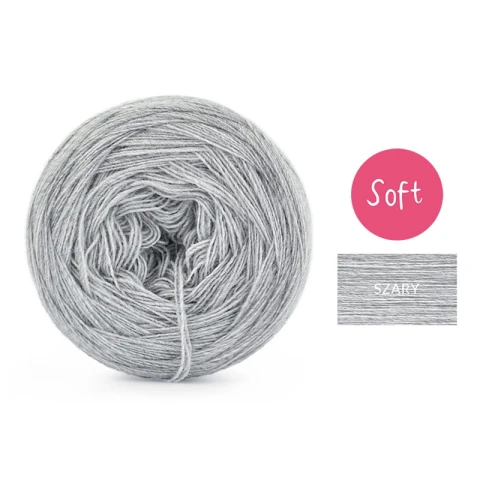 KOKONEK_Mono Soft jeden kolor - szary / 3 nitki / 1000m / 200 g - GOTOWY