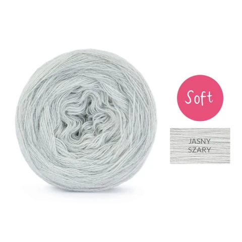 KOKONEK_Mono Soft jeden kolor - jasny szary / 3 nitki / 1000m / 200 g - GOTOWY