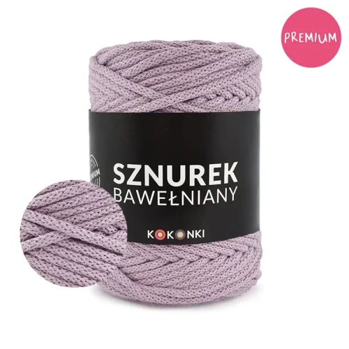 PREMIUM sznurek bawełniany by KOKONKI 5mm / rolka 100m / 551 wrzos