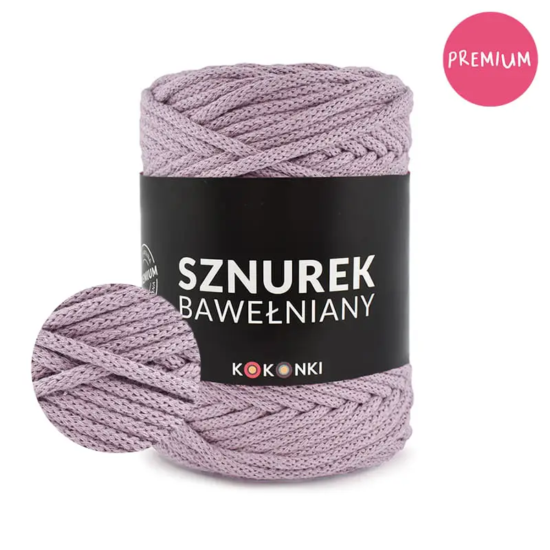 PREMIUM sznurek bawełniany by KOKONKI 3mm / rolka 100m / wrzos - OUTLET
