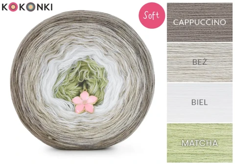 KOKONEK_Soft 318 - Cappuccino/beż/biel/matcha / 3 nitki / 1200 m / 240 g - GOTOWY
