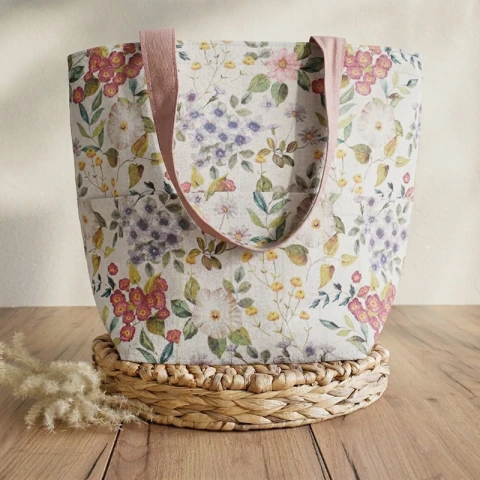 Torba na włóczkę ze ściągaczem Hobby Bag Lomme Len Flowers