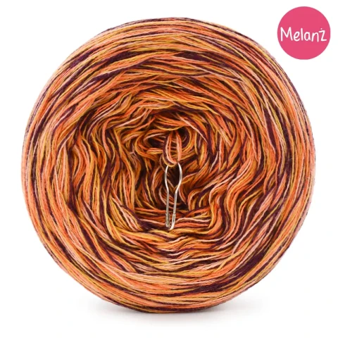 KOKONEK Melanż ReCotton MR22 - Dynia/wino/melon/musztarda / 4 nitki / 400 m / 100 g  - GOTOWY