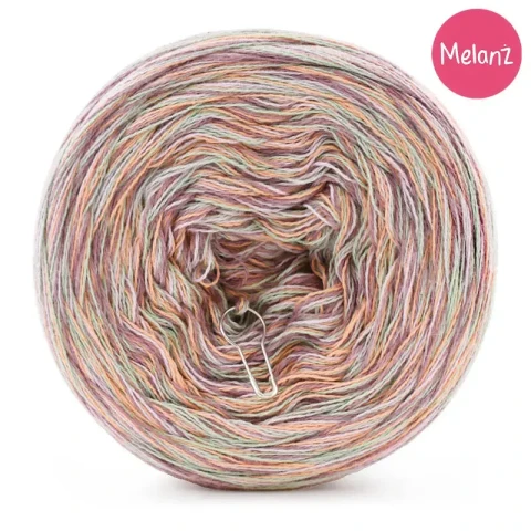 KOKONEK Melanż ReCotton MR23 - Melon/szałwia/blady fiolet/ametyst / 4 nitki / 400 m / 100 g  - GOTOWY