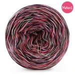 KOKONEK Melanż ReCotton MR25 - Mięta/czerń/magenta/róż / 4 nitki / 400 m / 100 g  - GOTOWY
