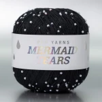 Włóczka z koralikami Pru Yarns Mermaid Tears / czerń