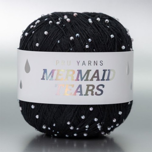 Włóczka z koralikami Pru Yarns Mermaid Tears / czerń