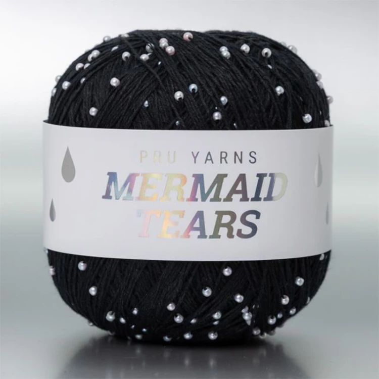 Włóczka z koralikami Pru Yarns Mermaid Tears / czerń