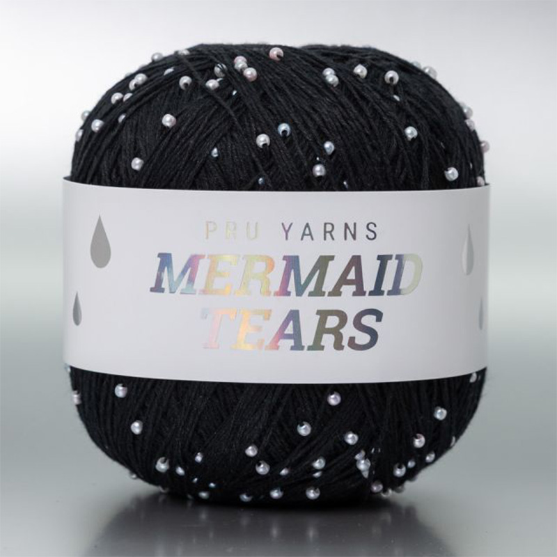 Włóczka z koralikami Pru Yarns Mermaid Tears / czerń