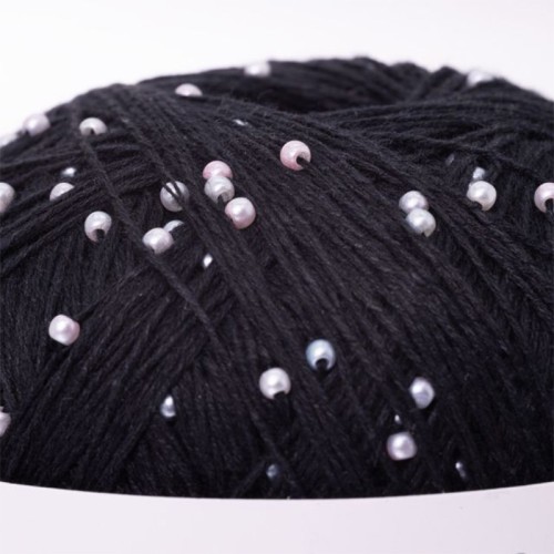 Włóczka z koralikami Pru Yarns Mermaid Tears / czerń