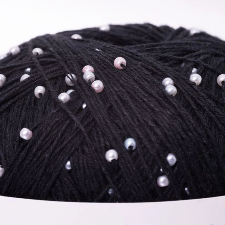 Włóczka z koralikami Pru Yarns Mermaid Tears / czerń