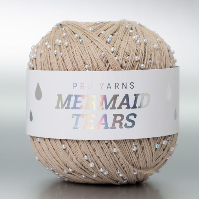 Włóczka z koralikami Pru Yarns Mermaid Tears / cappucino