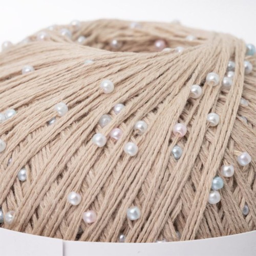 Włóczka z koralikami Pru Yarns Mermaid Tears / cappucino