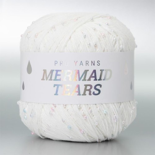 Włóczka z koralikami Pru Yarns Mermaid Tears / biel
