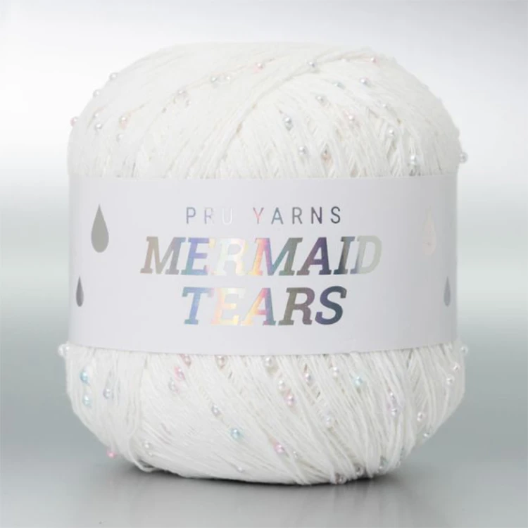 Włóczka z koralikami Pru Yarns Mermaid Tears / biel