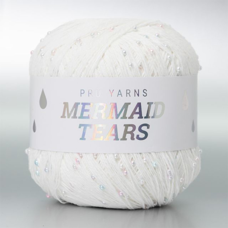 Włóczka z koralikami Pru Yarns Mermaid Tears / biel