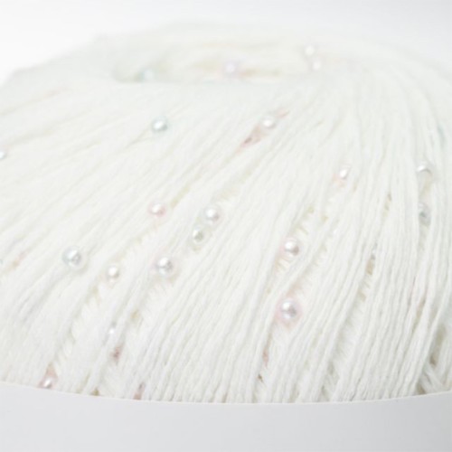 Włóczka z koralikami Pru Yarns Mermaid Tears / biel