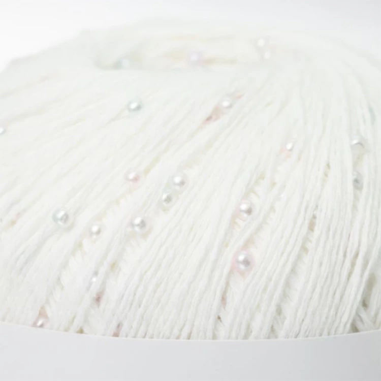 Włóczka z koralikami Pru Yarns Mermaid Tears / biel