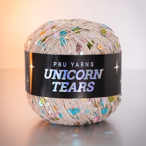 Włóczka z cekinami Pru Yarns Unicorn Tears / cappucino