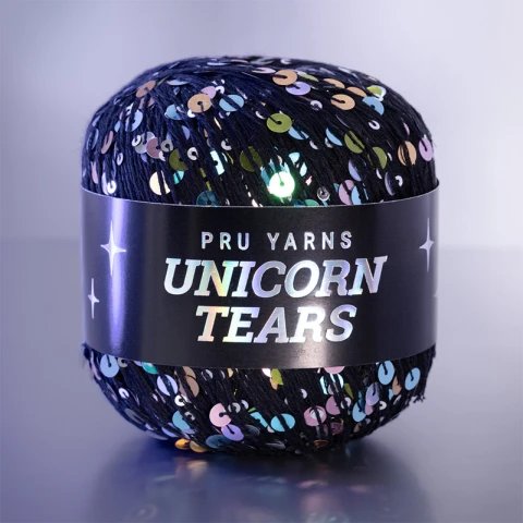 Włóczka z cekinami Pru Yarns Unicorn Tears / czerń