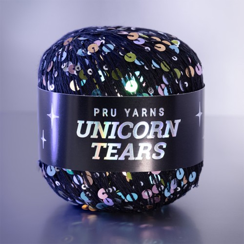 Włóczka z cekinami Pru Yarns Unicorn Tears / czerń