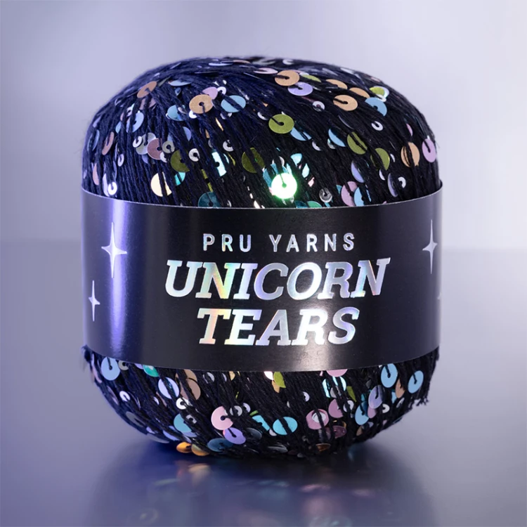 Włóczka z cekinami Pru Yarns Unicorn Tears / czerń