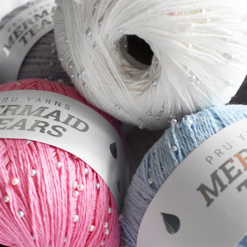 Włóczka z koralikami Pru Yarns Mermaid Tears / słodki róż